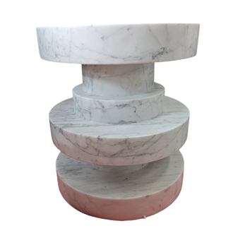 White Marble Side Table For Carrara