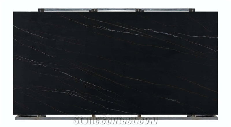 Marble Look Black Sintered Stone Slabs For Wall Tile