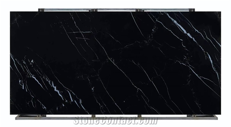 Marble Look Black Sintered Stone Slabs For Wall Tile