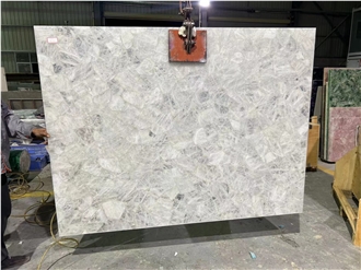 Backlit Translucent White Crystal Semi Semiprecious Slabs