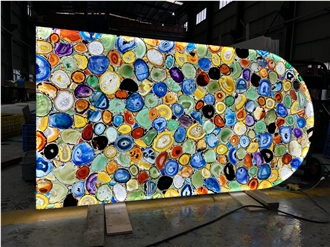 Rainbow Backlit Translucent Colorful Agate Gemstone Wall Panels Rainbow Backlit Translucent Colorful Agate Gemstone Wall Panels