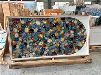 Rainbow Backlit Translucent Colorful Agate Gemstone Wall Panels