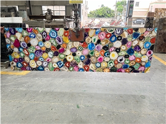 Rainbow Backlit Translucent Colorful Agate Gemstone Wall Panels