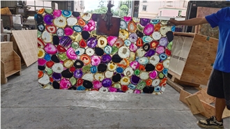 Rainbow Backlit Translucent Colorful Agate Gemstone Wall Panels