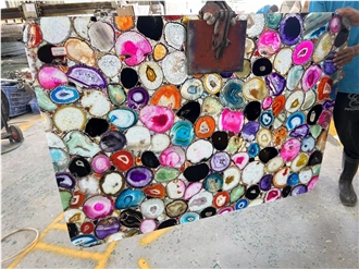 Rainbow Backlit Translucent Colorful Agate Gemstone Wall Panels