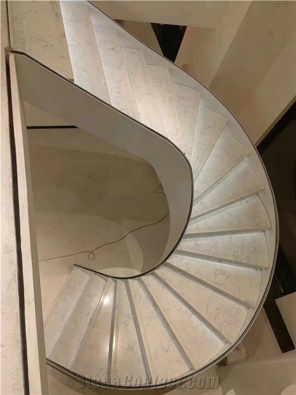 Calacatta Artificial Marble Spiral Stairs
