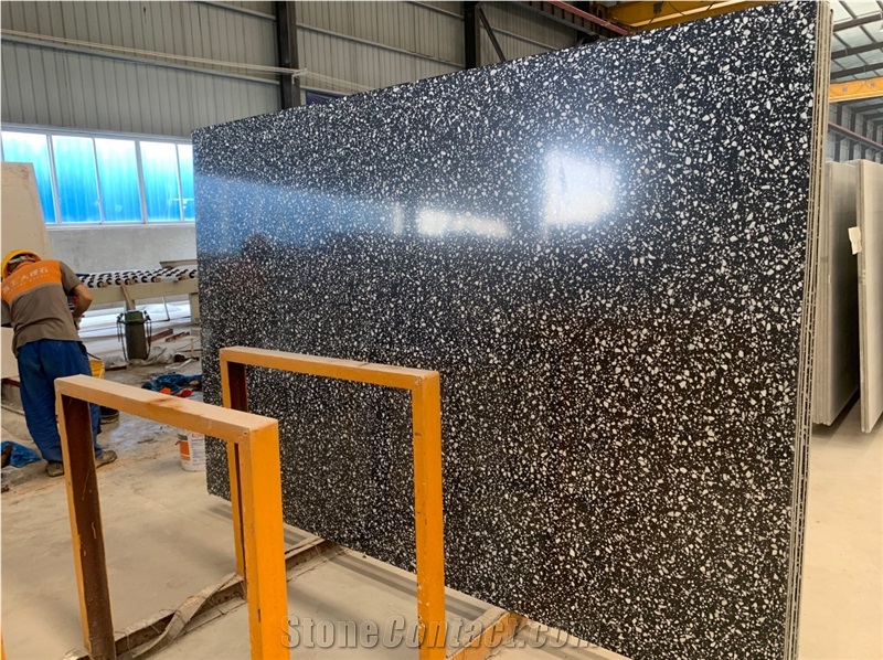 Polished Glazed Low Silicon Terrazzo Slabs, Floor Tiles