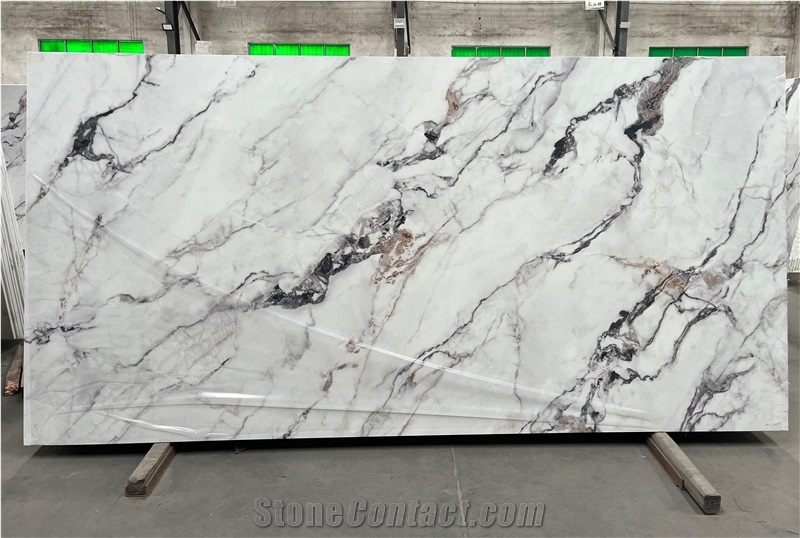 Full Body Printed Fendi White Quartz Slabs