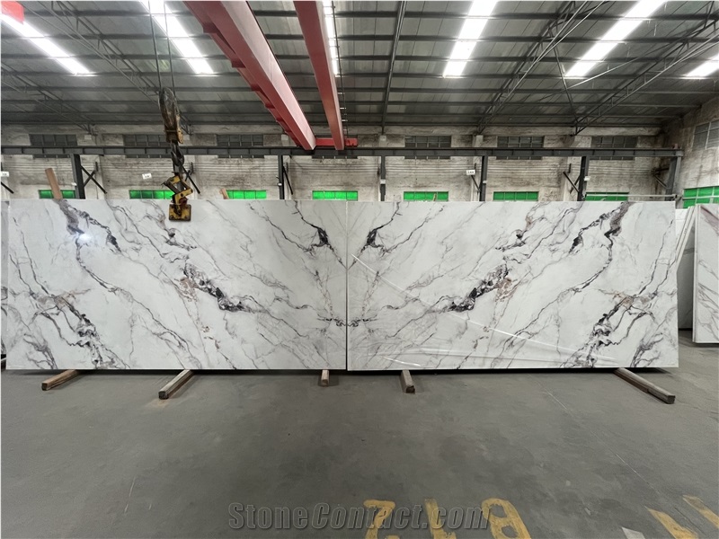 Full Body Printed Fendi White Quartz Slabs