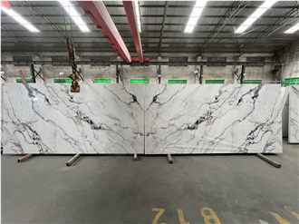 Full Body Printed Fendi White Quartz Slabs