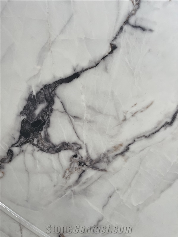 Full Body Printed Fendi White Quartz Slabs