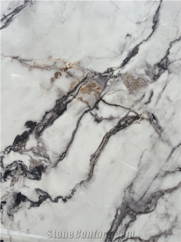 Full Body Printed Fendi White Quartz Slabs