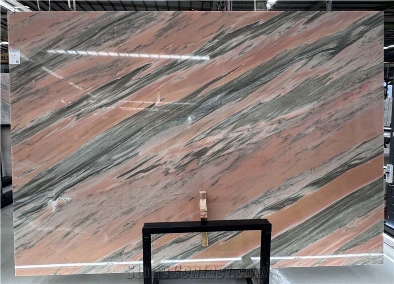 Natural Pink Crystal Marble Slabs For Sale