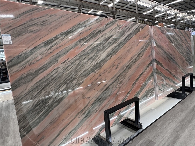 Natural Pink Crystal Marble Slabs For Sale
