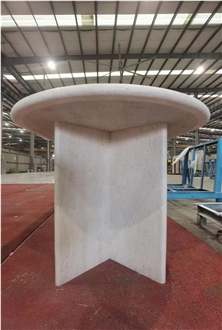 Itlalian Travertine Bianco Travertino Dining Table For Hotel