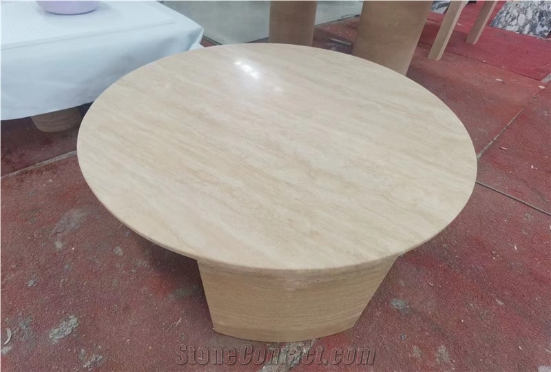 Itlalian Travertine Bianco Travertino Dining Table For Hotel