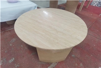 Itlalian Travertine Bianco Travertino Dining Table For Hotel