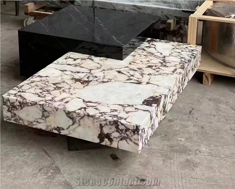 Luxury Marble Calacatta Viola Coffee Table For Hotel Decor