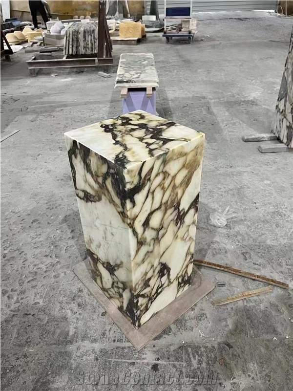 Luxury Marble Calacatta Viola Side Table For Hotel Decor