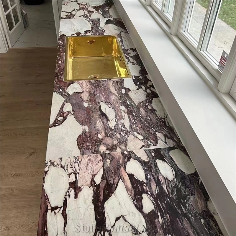 Prefab Luxury Italian Marble Calacatta Viola Kitchen Tops