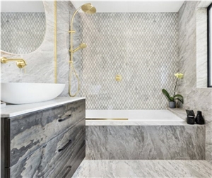 Carrara Marble Diamond Mosaic Honed 50X90mm 280×285