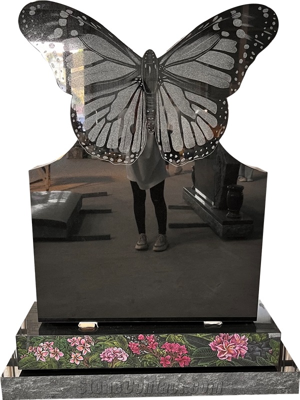 Black Granite American Style Headstone