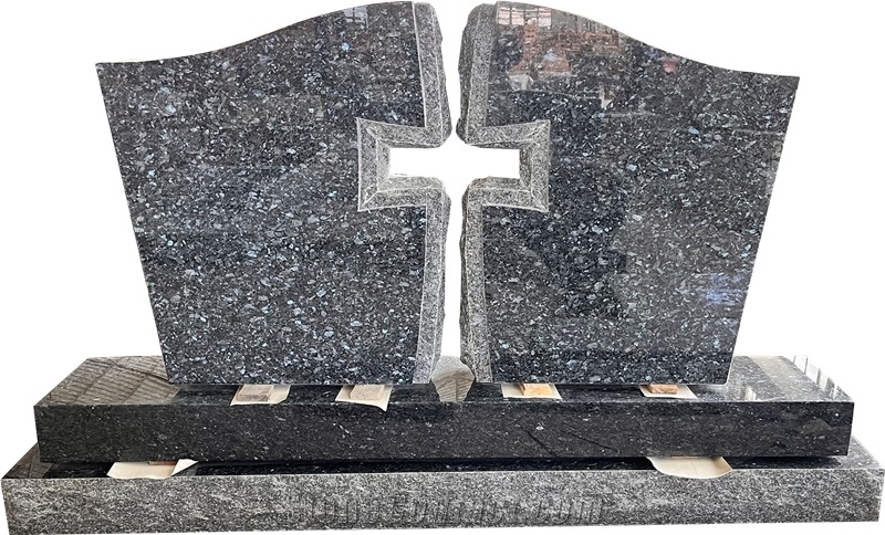 Blue Pearl Granite American Headstone 5