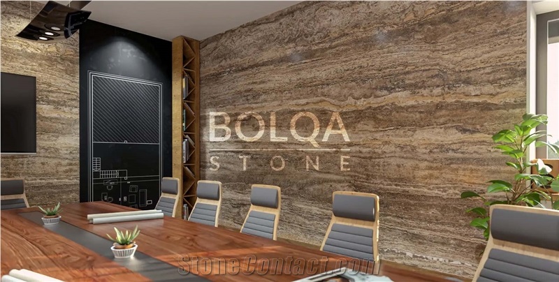 Iran Brown Travertine Slabs - MAKTOOB Dark