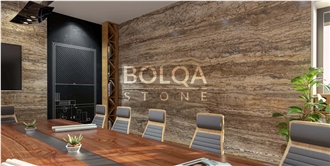 Iran Brown Travertine Slabs - MAKTOOB Dark