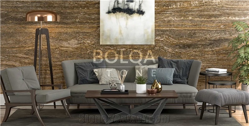 Iran Brown Travertine Slabs - WOOD Travertine