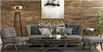Iran Brown Travertine Slabs - WOOD Travertine