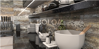 Iran Dark Brown Travertine Tiles - A.P