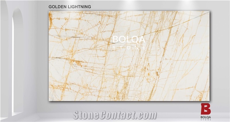 Iran Golden Lightning Marble Slabs