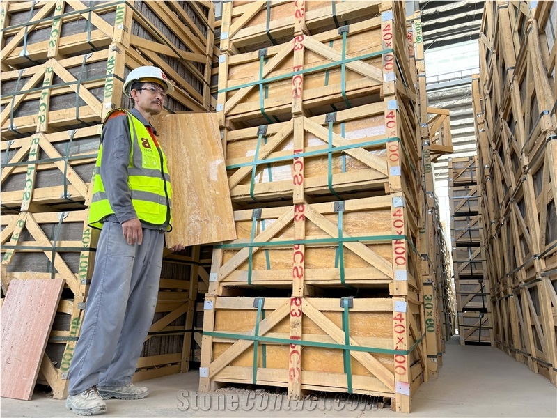 Iran Lemon Travertine Tiles - Lemon