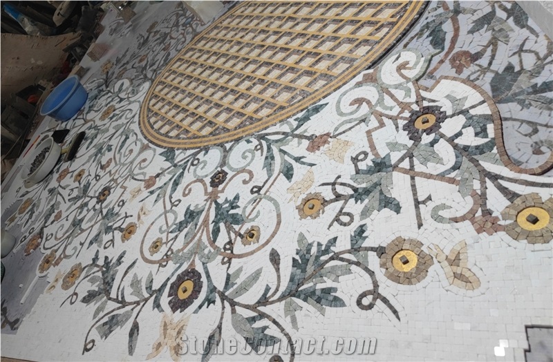 Customize Waterjet Cut Marble Inlay Medallion