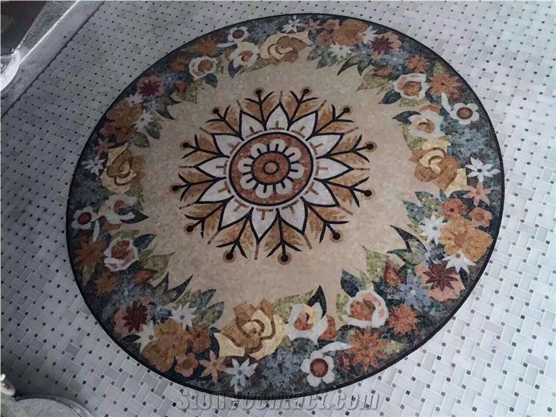 Customize Waterjet Cut Marble Inlay Medallion