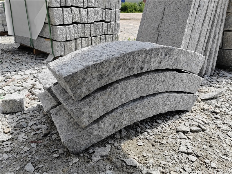 Bianco Crystal White Natural Granite Radius Garden Kerbstone