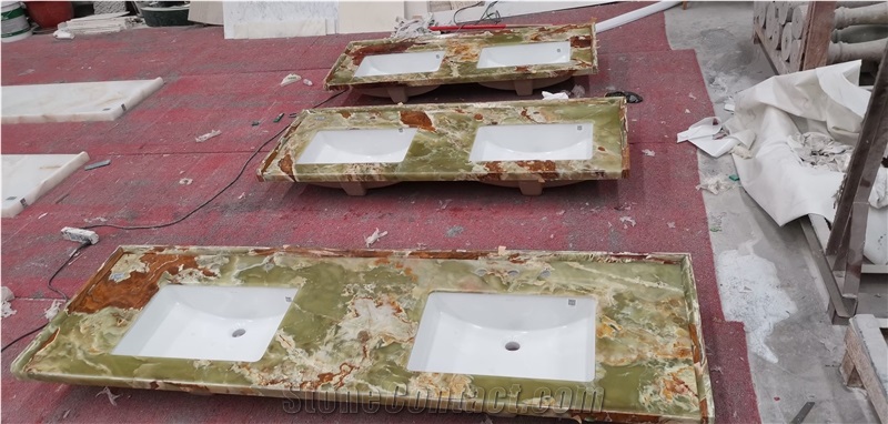 Natural Multicolor Green Onyx Slabs For Wall
