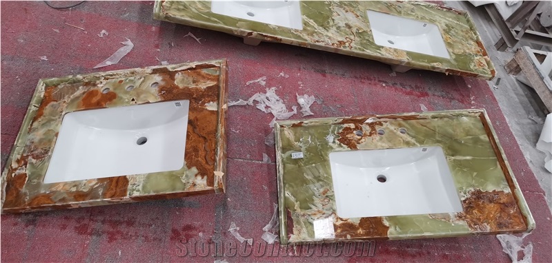 Natural Multicolor Green Onyx Slabs For Wall