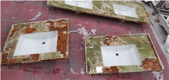 Natural Multicolor Green Onyx Slabs For Wall