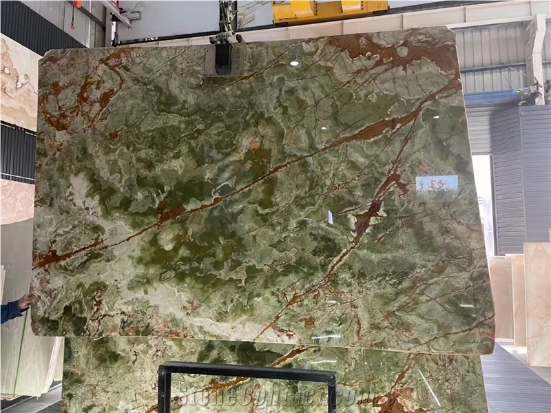 Natural Multicolor Green Onyx Slabs For Wall