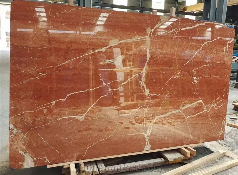 Polished Red Rosso Coralito Marble Slabs