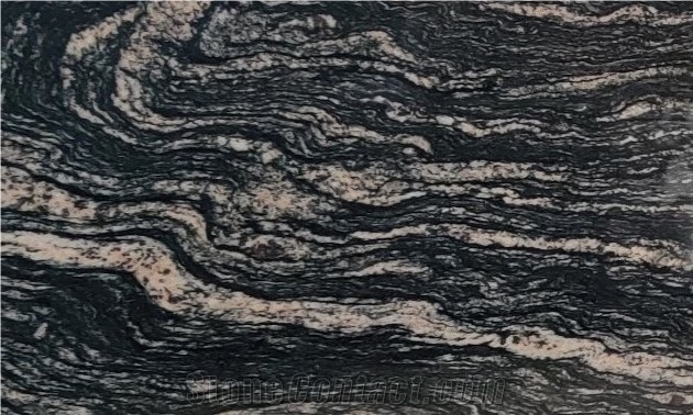Wavy Black Granite Slabs