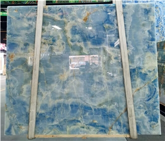 Translucent Natural Onyx Blue Stone Wall Panel Slabs