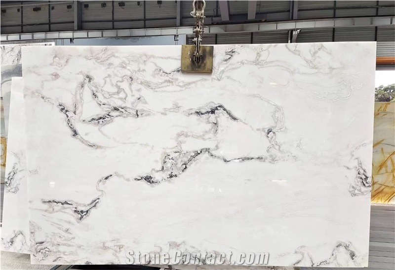 White Picasso Oyster White Marble, Dover White Marble Slabs