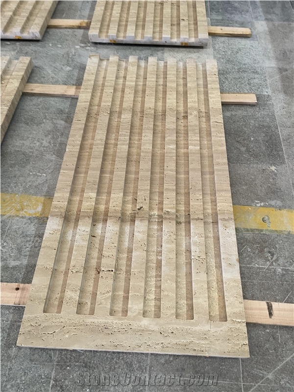 Beige Travertine 3D CNC Wall Panels Home Decoration