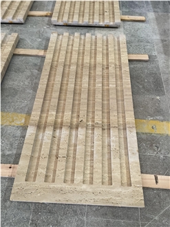 Beige Travertine 3D CNC Wall Panels Home Decoration