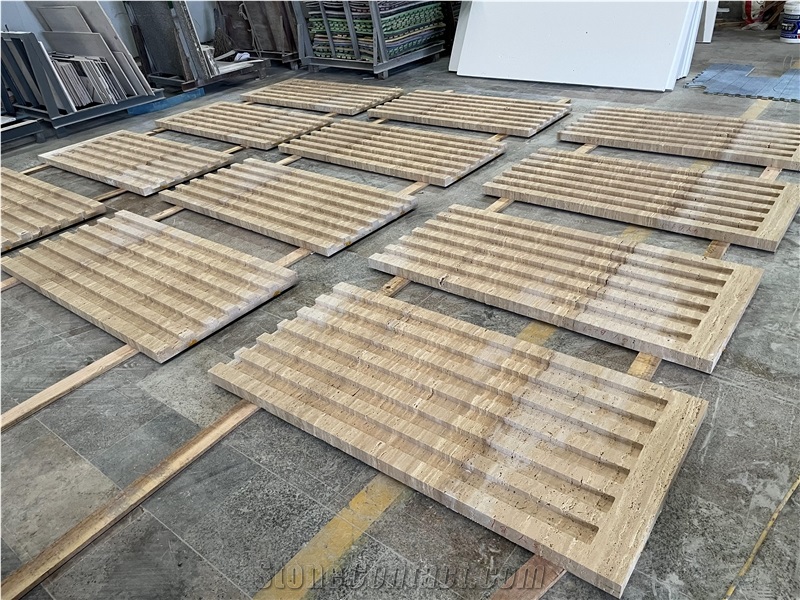 Beige Travertine 3D CNC Wall Panels Home Decoration