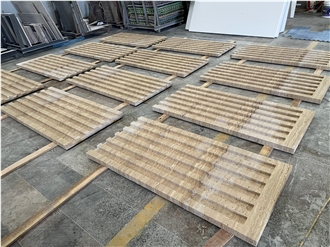 Beige Travertine 3D CNC Wall Panels Home Decoration