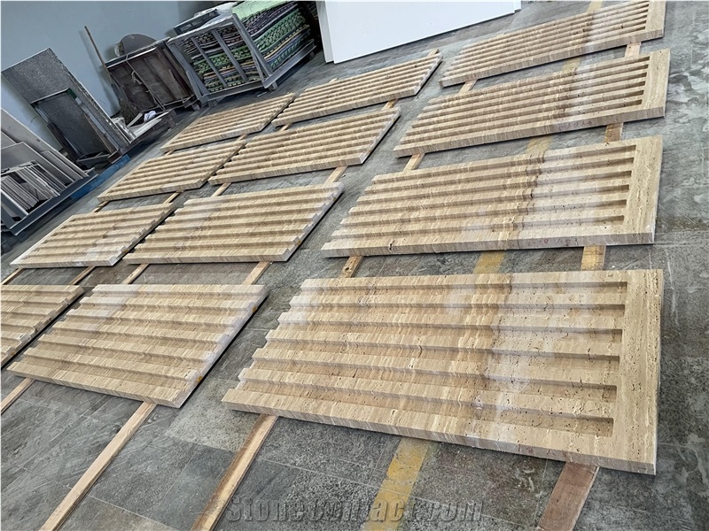 Beige Travertine 3D CNC Wall Panels Home Decoration